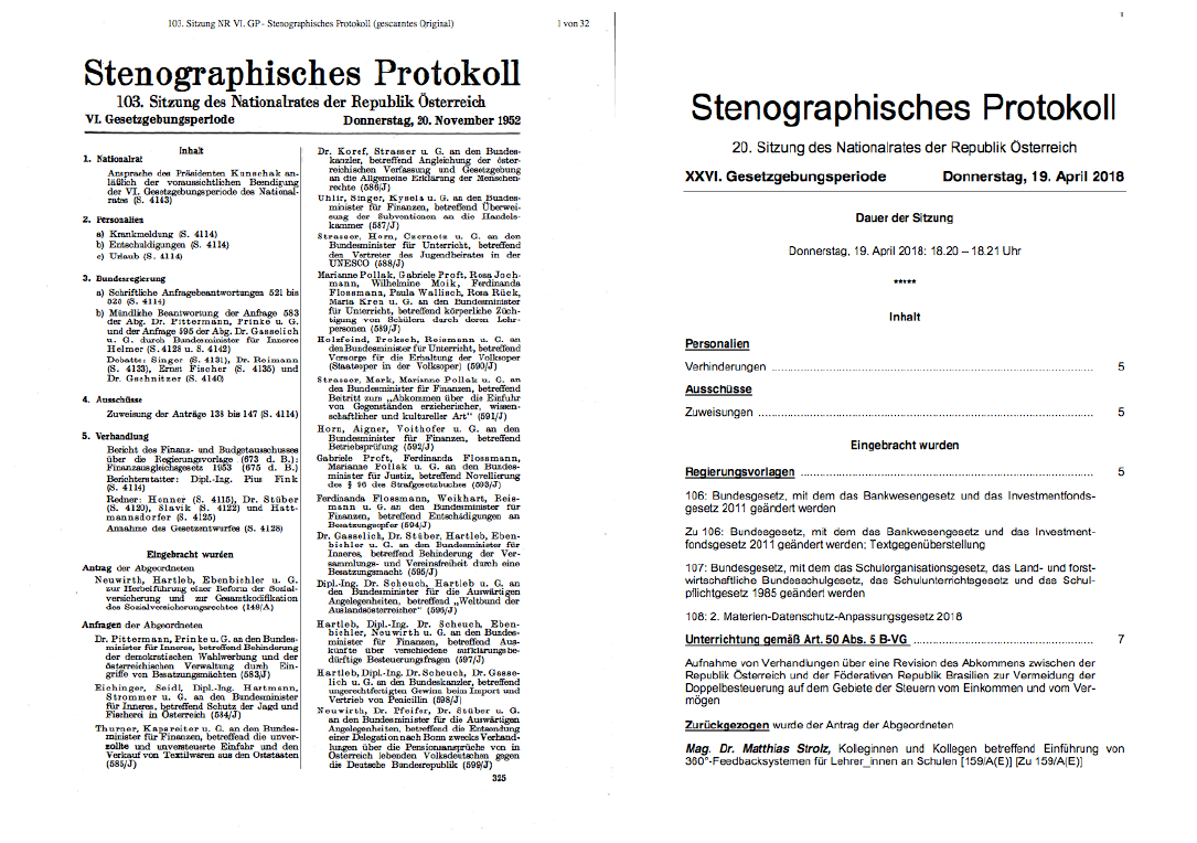 Scanned image of Stenography Protocols in German language