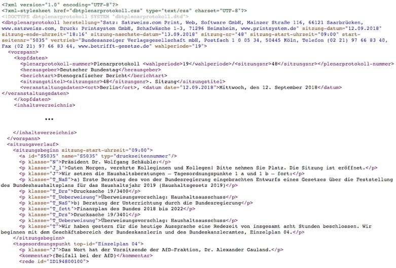 Document in XML format.