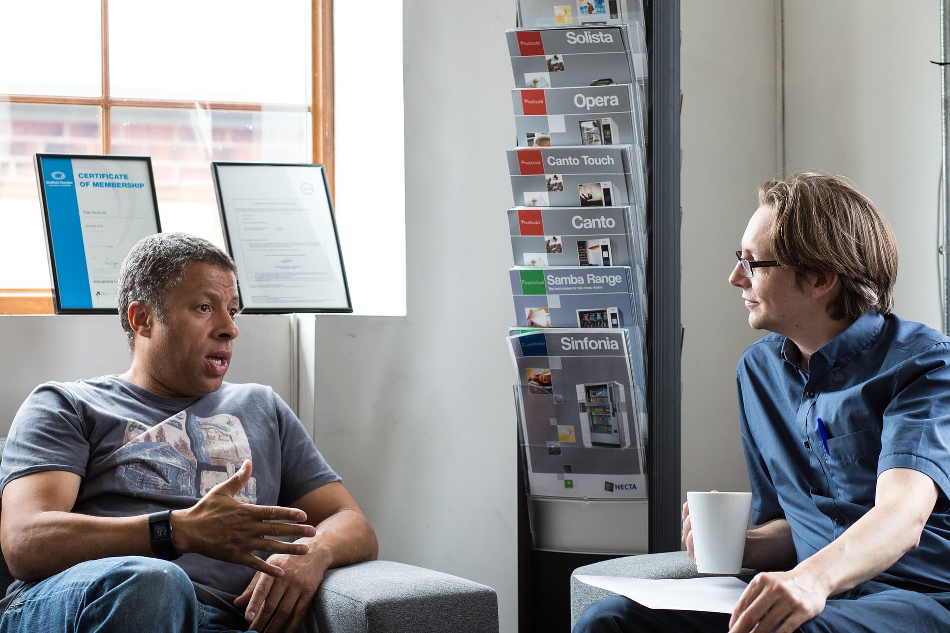 Two people having a conversation.